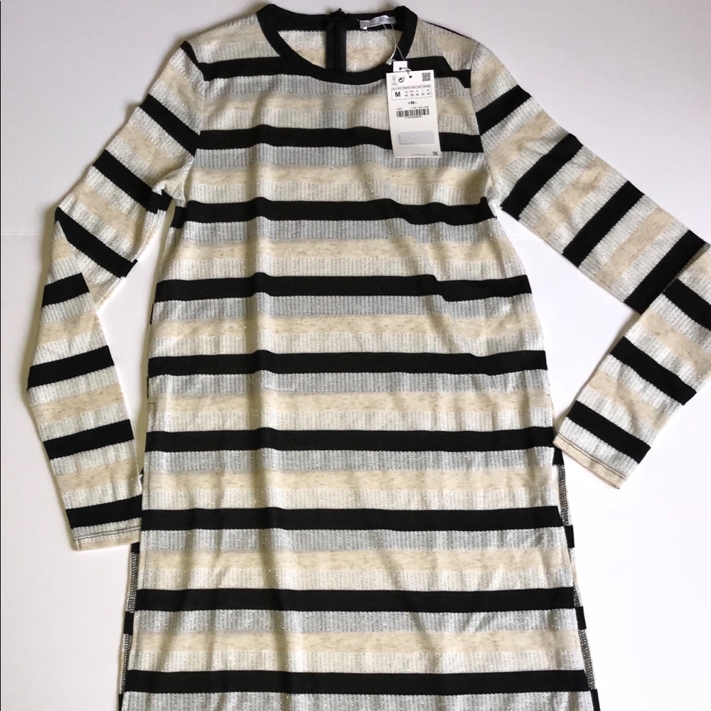 Zara striped long sleeve tunic with side split